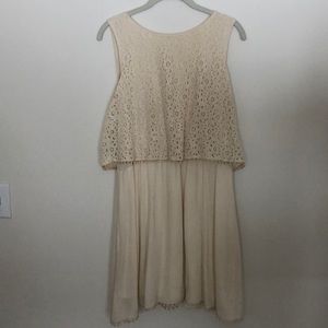 Cream colored lace and rayon dress